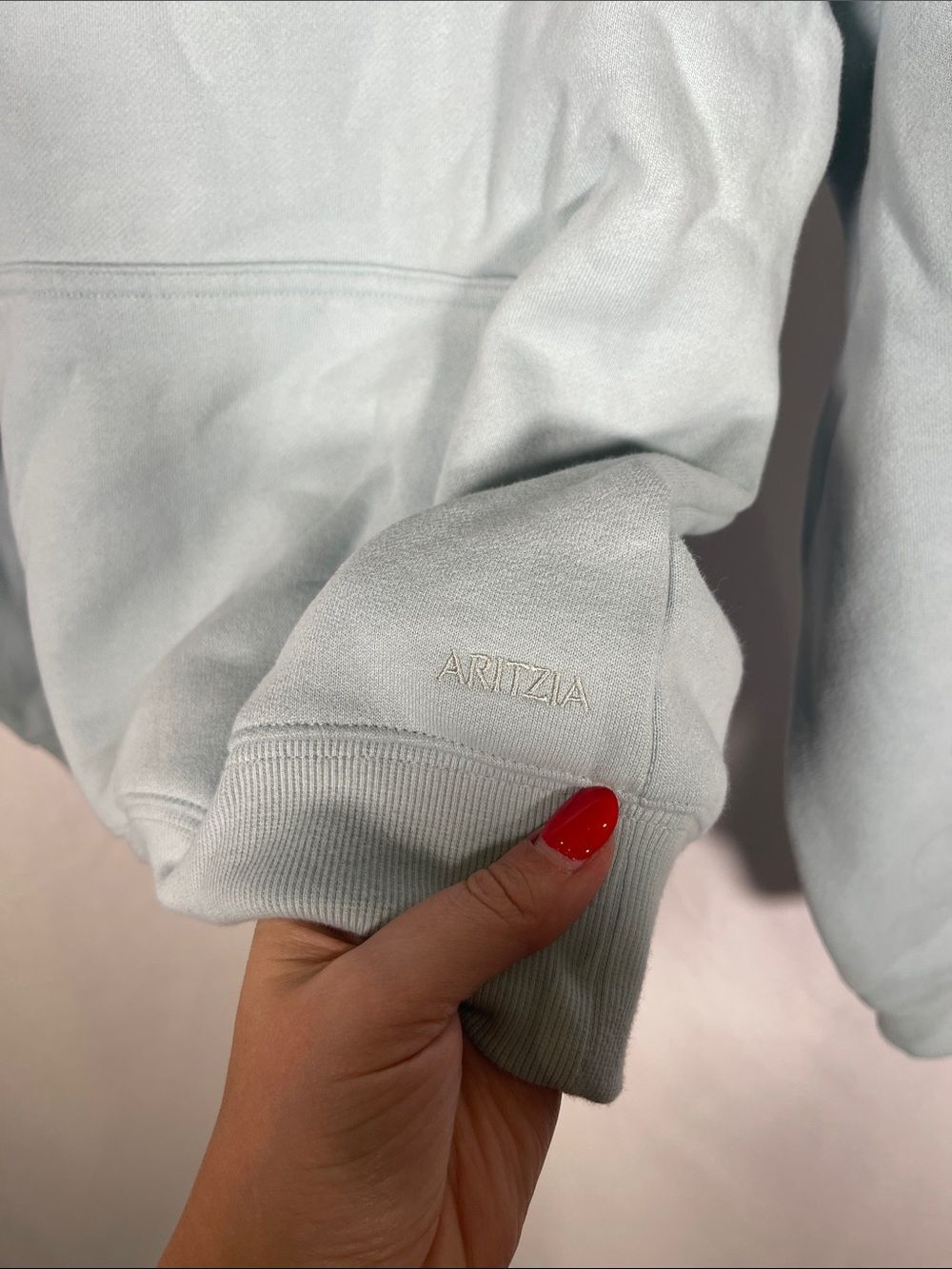 ARITZIA PERFECT FIT COZY FLEECE AQUAMARINE GREEN HOODIE SWEATSHIRT NEW SMALL - Picture 6 of 8